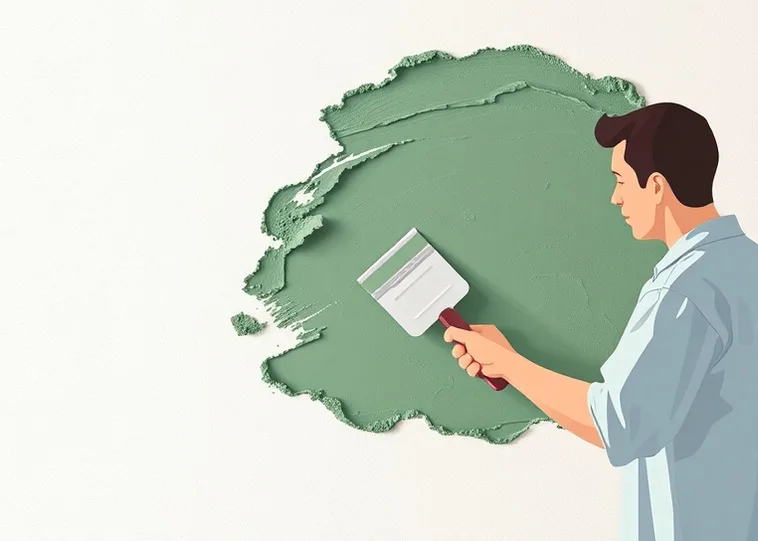 Application d'un enduit décoratif à la lisseuse sur un mur