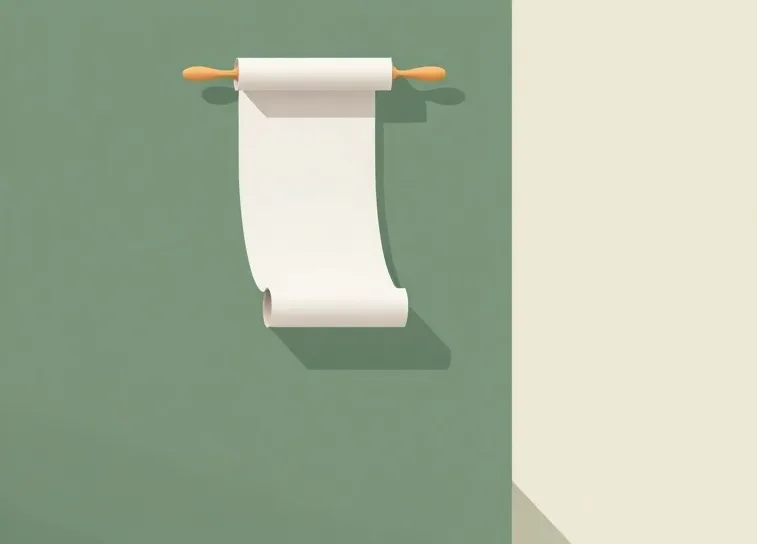 Pose de papier peint, rouleau et brosse à maroufler